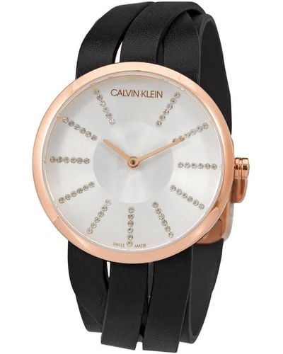 Calvin Klein Extension Quartz Crystal Silver Dial Watch - Metallic