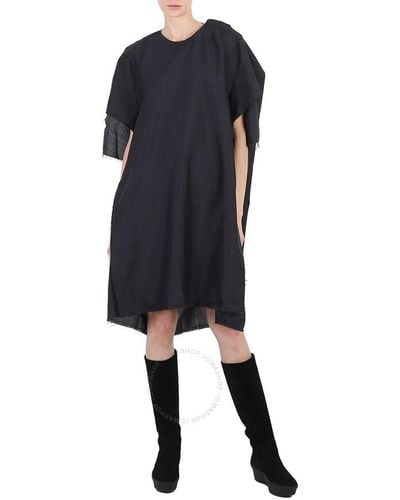 Maison Margiela Anthracite Mohair Wool Raw-cut Oversize Dress - Black