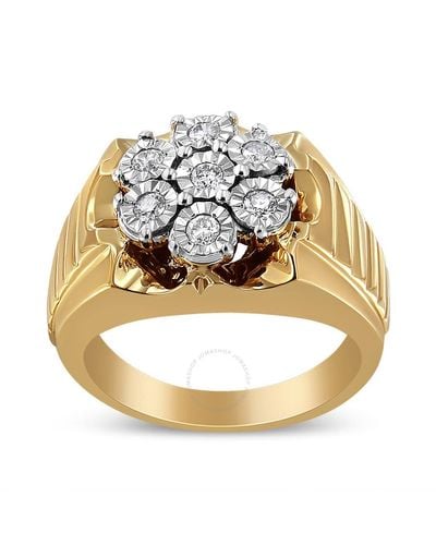 Haus of Brilliance 14k Gold Plated .25 Sterling Silver 1/3 Cttw Miracle-set Floral Diamond Cluster Ring - Metallic
