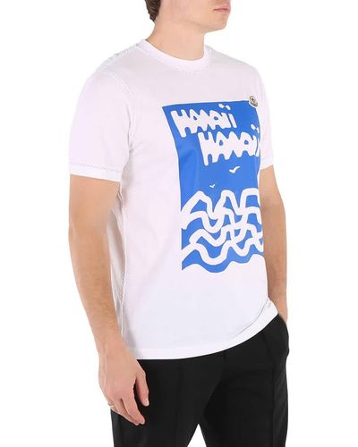 Moncler Hawaii Motif Cotton T-shirt - Blue