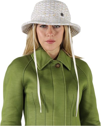 Maison Michel Angele Light Tweed Bucket Hat - Green