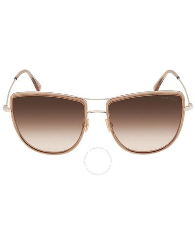 Tom Ford Tina Gradient Brown Cat Eye Sunglasses Ft0759 28f 59
