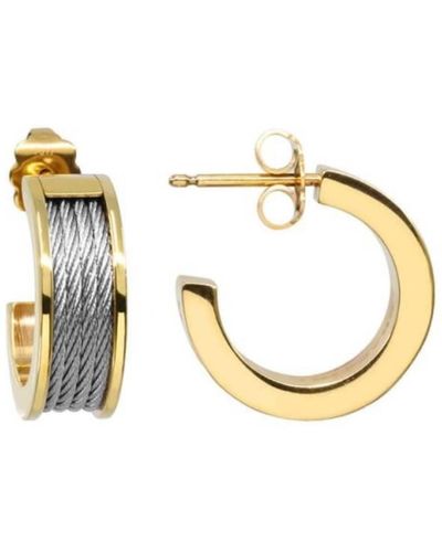 Charriol Forever Pvd Steel Cable Hoop Earrings - Metallic