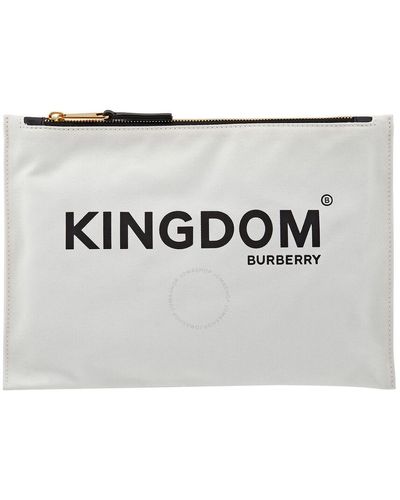 Burberry Medium Kingdom Print Cotton Pouch - White
