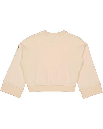 Moncler Girls Long Sleeve Logo Patch Cotton Sweatshirt - Natural