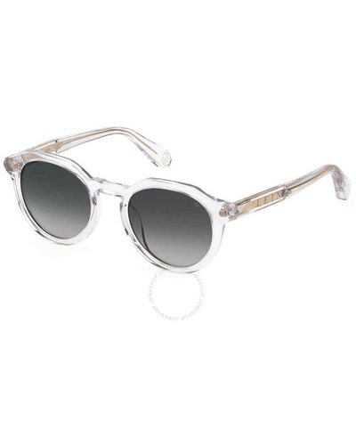 Philipp Plein Grey Gradient Oval Sunglasses Spp002m 0880 51 - Metallic
