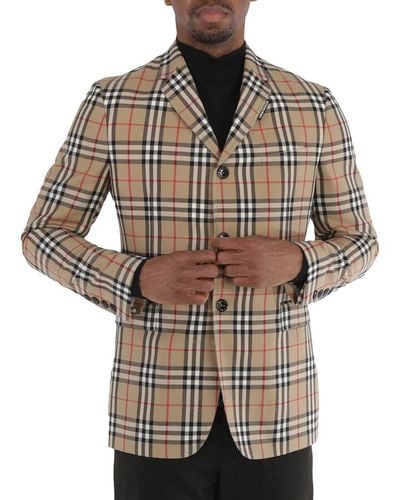 Burberry Single-breasted Vintage Check Wool Mohair Slim Fit Tailored Jacket - Brown