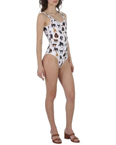 Burberry Monkey Print One-piece Swimsuit - White