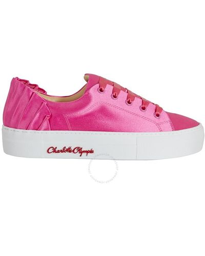 Charlotte Olympia Trainer Satin W Pleat Bk - Pink