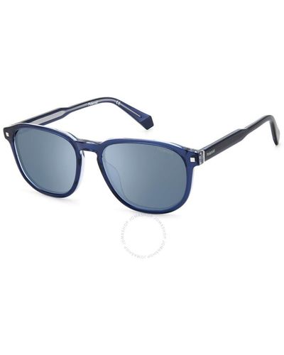 Polaroid Core Polarized Silver Mirror Oval Sunglasses Pld 4117/g/s/x 0zx9/xn 55 - Blue