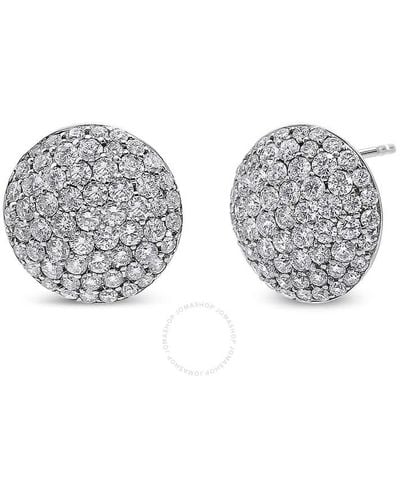 Haus of Brilliance 18k White Gold 3 1/2 Cttw Shared Prong Set Diamond Cluster Compite Disc Stud Earrings - Metallic