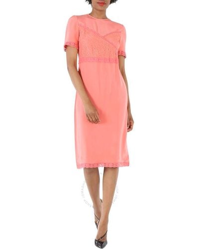 Burberry Silk Surplice Overlay Dress - Pink