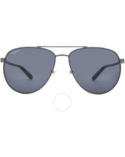 Ferragamo Blue Pilot Sunglasses Sf157s 015 60 - Grey