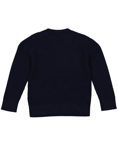 Moncler Kids Girocollo Tricot Logo Wool Sweater - Blue