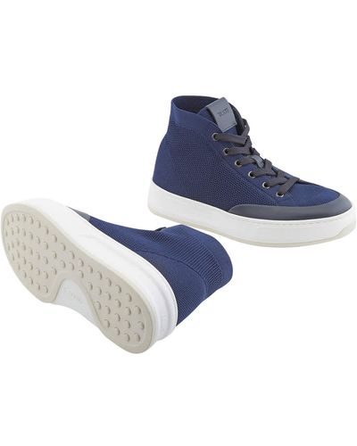 Tod's High Tech Fabric And Leather Hi-top Trainers - Blue