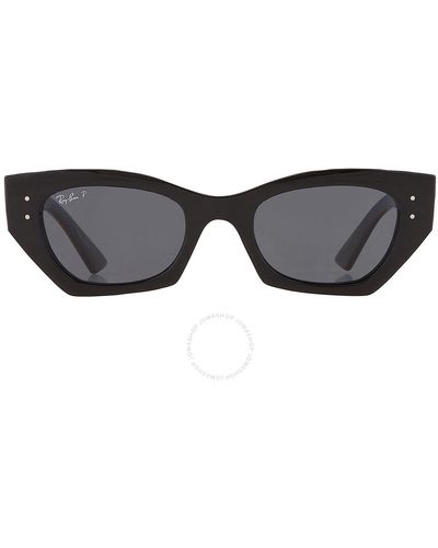 Ray-Ban Zena Bio Based Polarized Dark Grey Irregular Sunglasses Rb4430 667781 52 - Multicolour