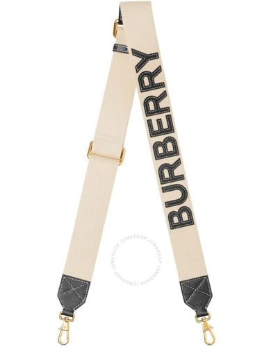 Burberry Ecru / Black Logo-applique Shoulder Strap - White