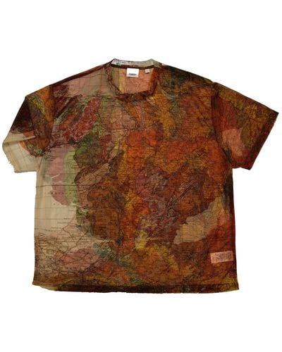 Burberry Bright Map Print Mesh T-shirt - Brown