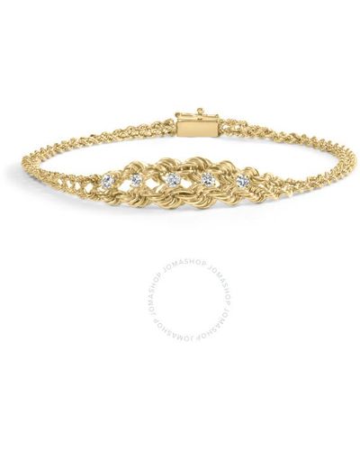 Haus of Brilliance 10k Gold 1/4 Cttw Round-cut Diamond Basket Weave Rope Chain Style 7" Bracelet - Metallic