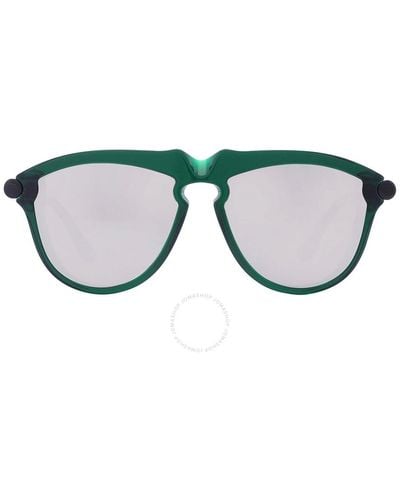 Burberry Light Gray Silver Mirror Pilot Sunglasses Be4417u 41046g 58 - Green