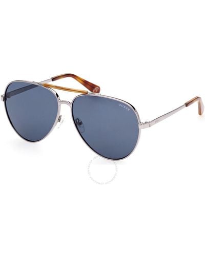 Guess Blue Pilot Sunglasses Gu5209 08v 61 - Black
