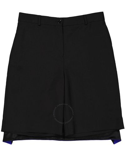 Burberry Geometric Print Panel Mohair Wool Shorts - Black