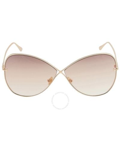 Tom Ford Nickie Light Brown Gradient Butterfly Sunglasses Ft0842 28f 66 - Pink