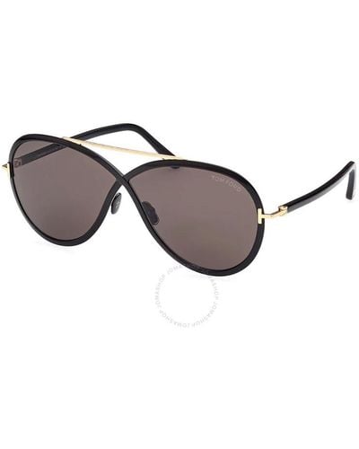Tom Ford Rickie Smoke Butterfly Sunglasses Ft1007 01a 65 - Metallic