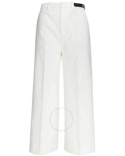 Moncler Cotton Gabardine Cropped Dress Trousers - White