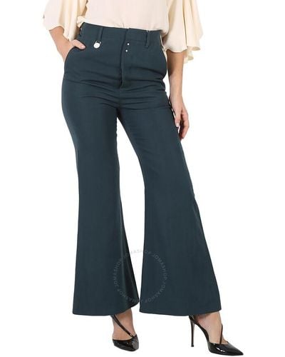 MM6 by Maison Martin Margiela Mm6 Petrol High-waisted Flared Trousers - Blue