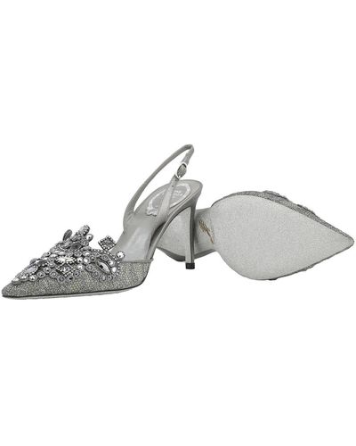 Rene Caovilla Crystal-embellished Slingback Court Shoes - Grey
