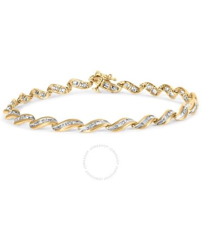 Haus of Brilliance 10k Gold 1.00 Cttw Baguette-cut Diamond Spiral Link 7.50" Bracelet - Metallic