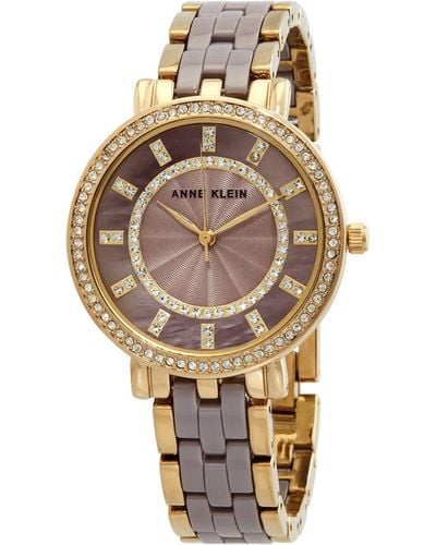 Anne Klein Quartz Crystal Rose Dial Watch - Metallic
