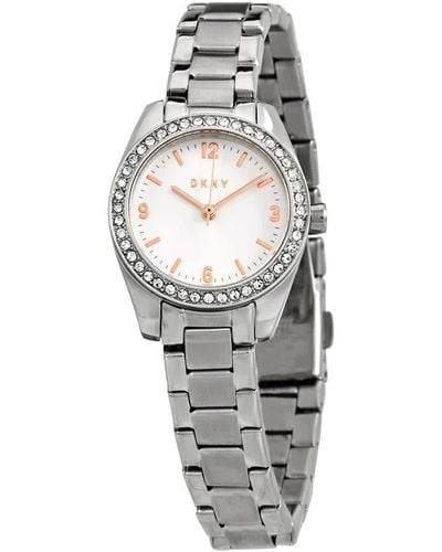 DKNY Nolita Quartz Crystal Silver Dial Watch - Metallic