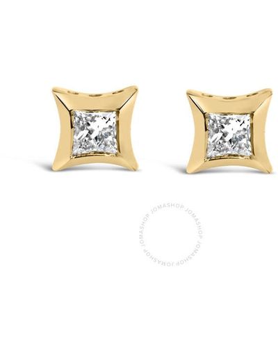 Haus of Brilliance 10k Gold 1/5 Cttw Invisible Set Princess-cut Diamond Stud Earrings - Metallic
