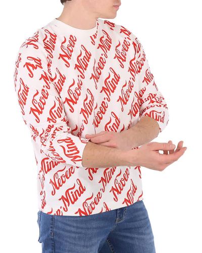 Etudes Studio Spirit Long Sleeved Nevermind Allover Logo T-shirt - Red