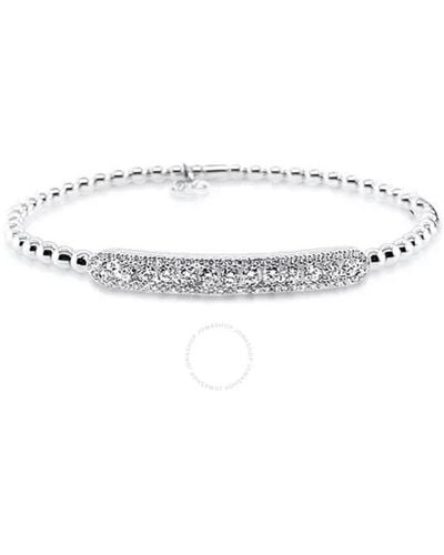 Hulchi Belluni 22315-ww 18k Wg Bracelet Pave Outlined Bar 1.10 Cttw Diamonds - Metallic
