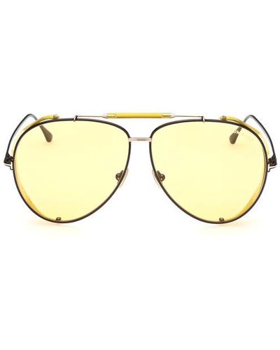 Tom Ford Jack Yellow Pilot Sunglasses - Metallic