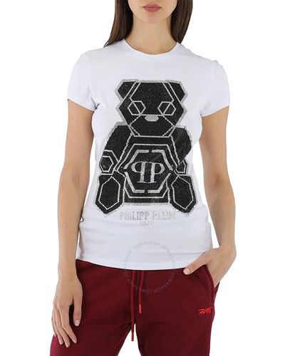 Philipp Plein Sketched Teddy Bear Cotton Jersey T-shirt - White