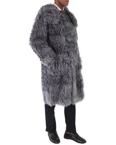 Burberry Faux Fur Duffle Coat With Ear-detail Hood Tempest Grey