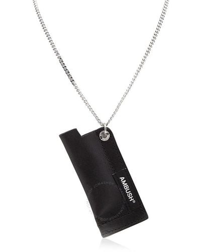 Ambush Er Leather Lighter Case Necklace - Metallic