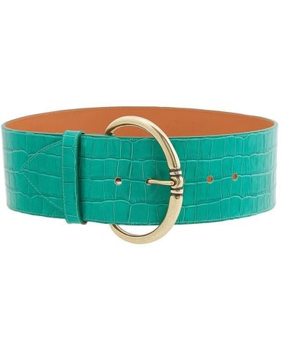 Maison Boinet Calfskin Crocodile Style Corset Belt - Blue