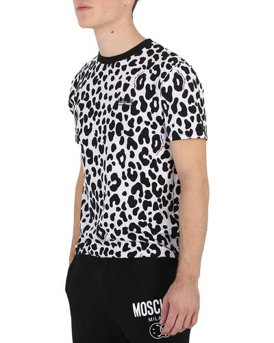Moschino Leopard Print Cotton Logo T-shirt - Black