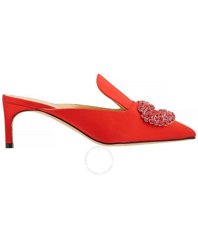 Giannico Daphne Crystal-embellished Woven Mules - Red