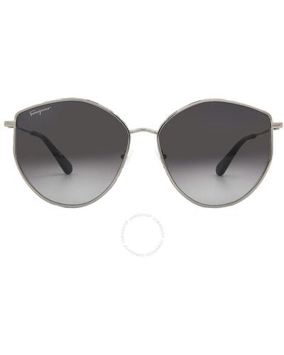 Ferragamo Gray Gradient Irregular Sunglasses Sf264s 785 60 - Metallic