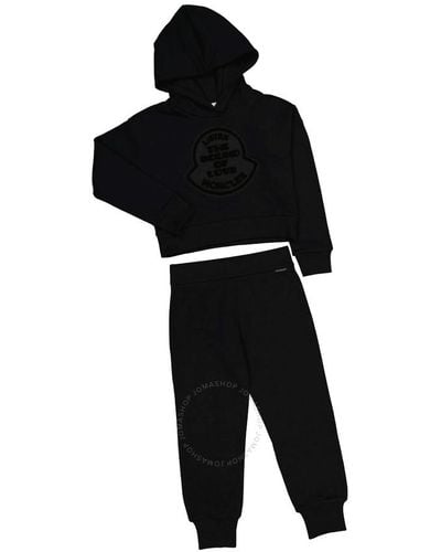 Moncler Girls Kinder Cotton Logo Patch Tracksuit - Black