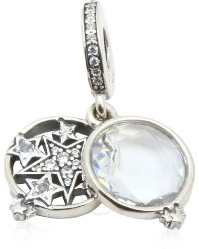 PANDORA Sterling Silver Double Dangle Magnified Star Charm - White