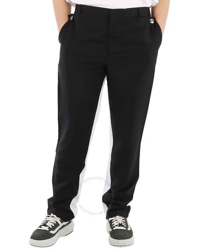 Burberry Logo Two-tone Mohair-blend Track Trousers - Black