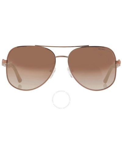 Michael Kors Chianti Caramel Silver Flash Pilot Sunglasses Mk1121 12136k 58 - Brown