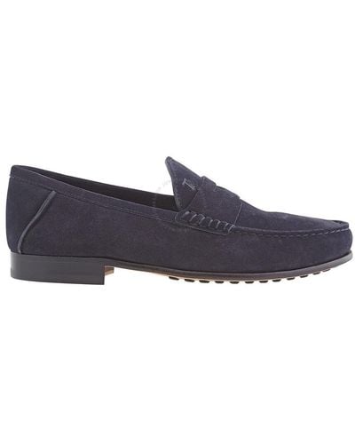 Tod's Dark Galaxy Suede Penny Loafers - Blue